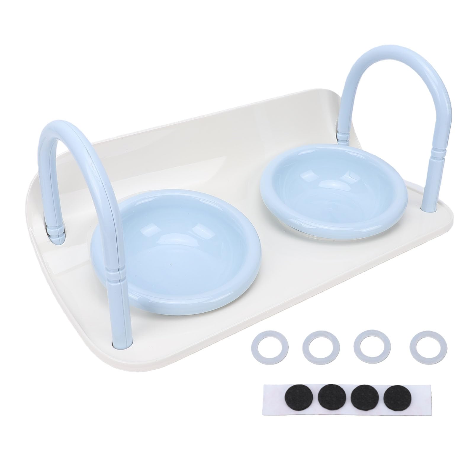 Set Ciotole per Gatti Rialzate in Ceramica, Ciotola Rialzata per Cibo e Acqua con Base Antiscivolo, Ciotole Doppie Adatte per Gatti e Cani di Piccola Taglia
