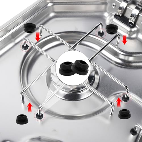 HavaCue 36 Stück Topfträgergummis, Rostgummifüe, Rostgummifüße für Topfstützen mit Box, 5mm Stäben Gasherd Wohnmobil Gummiabdeckkappen, Schwarz T-förmig Topfträgergummis Gasherd