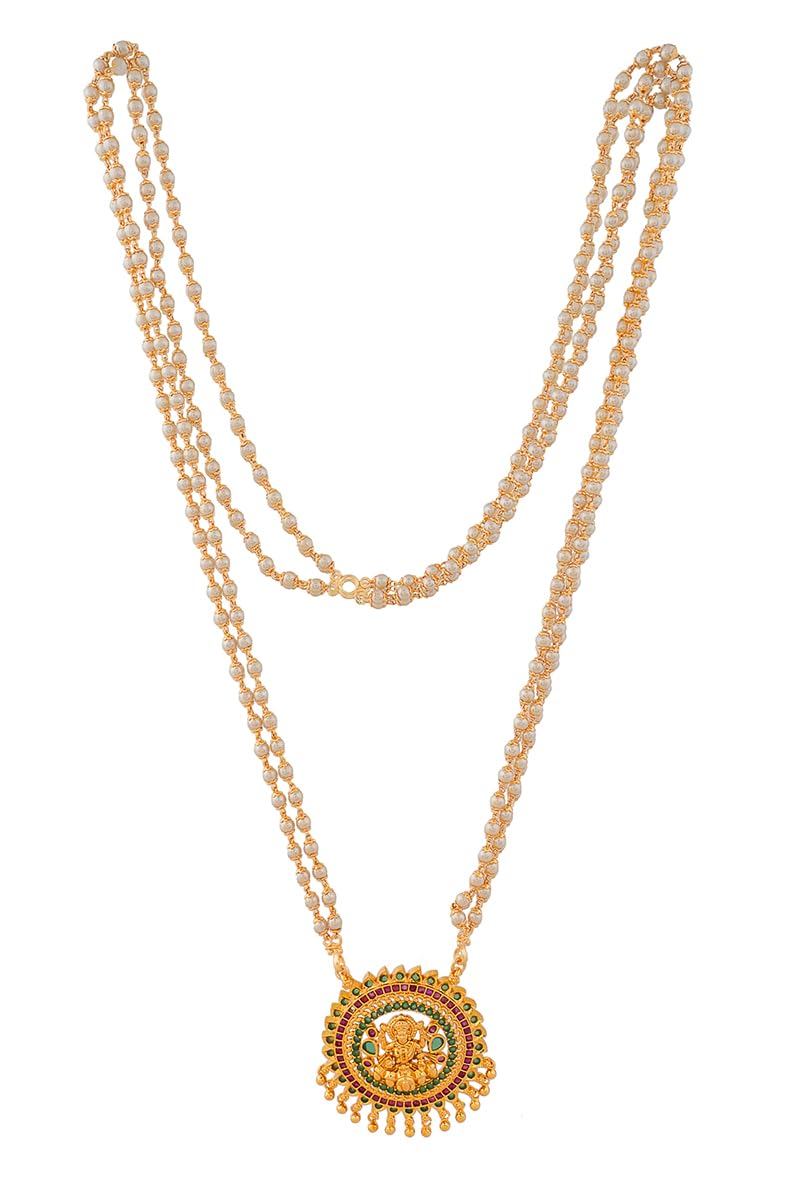 Radhas Creations Copper And Brass Traditional Green And Pink Meena Work Pearl Necklace For Women | Golden Fashion Jewellery For Women & Girls No.1092 (B0BSCG1MQH) Amazon Price History, Amazon Price Tracker