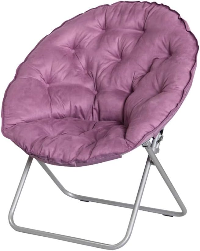 M-JJZX Garden Folding Chair Portable Padded Saucer Moon Chair Padded Round Outdoor Camping Travel Fishing Seat (Color : Purple)