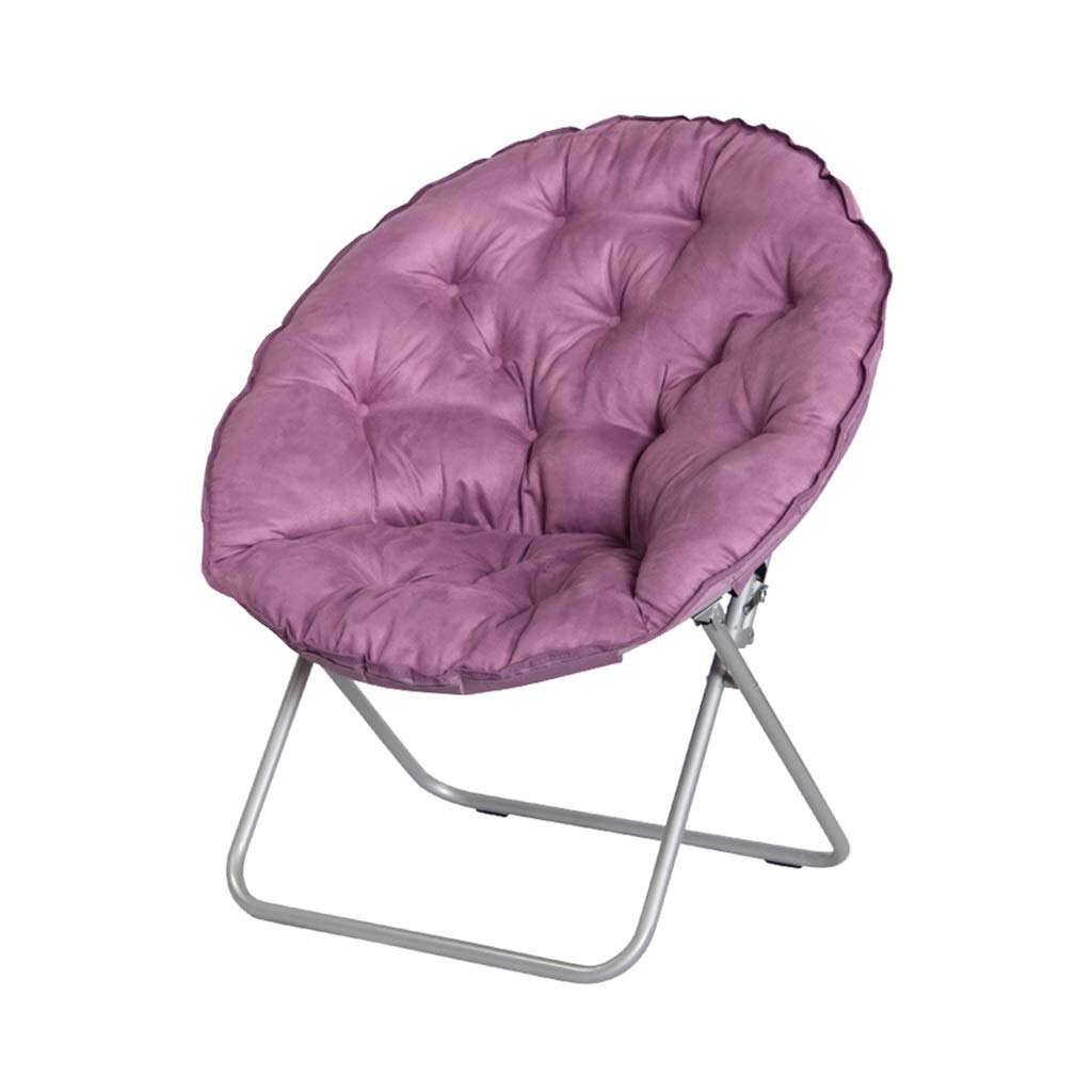 M-JJZX Garden Folding Chair Portable Padded Saucer Moon Chair Padded Round Outdoor Camping Travel Fishing Seat (Color : Purple)