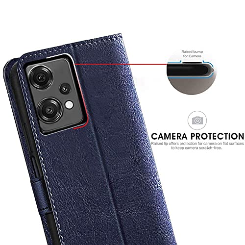 Image of TheGiftKart Flip Back Cover Case for OnePlus Nord CE 2 LITE 5G | Dual-Color Leather Finish | Inbuilt Stand & Pockets | Wallet Style Flip Back Case Cover for OnePlus Nord CE 2 Lite 5G (Blue & Brown)
