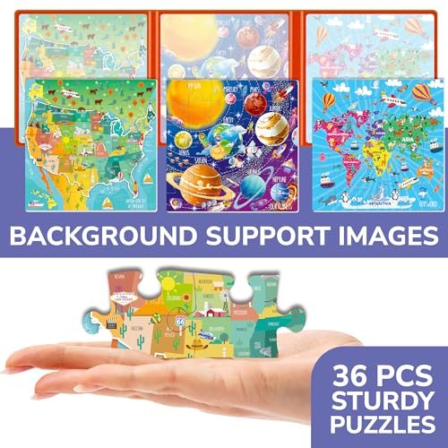 Image of QUOKKA Magnetic Puzzles for Kids Ages 4-6 - 36 Pieces Sudoku Toddler Puzzles Ages 2-4 - Travel Games for Kids 3-5 - Map USA Space World Toddler Travel Toys - Car Airplane Road Trip Games for Childrens