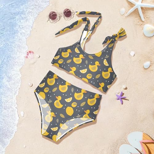 Yellow Ducks Lemon Girls Two Piece Tankini Swimsuits Summer Bathing Suit Beach Swimwear Set2