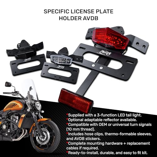 Support de plaque moto AVDB avec catadioptre rouge pour Vulcan S EN650 - 2