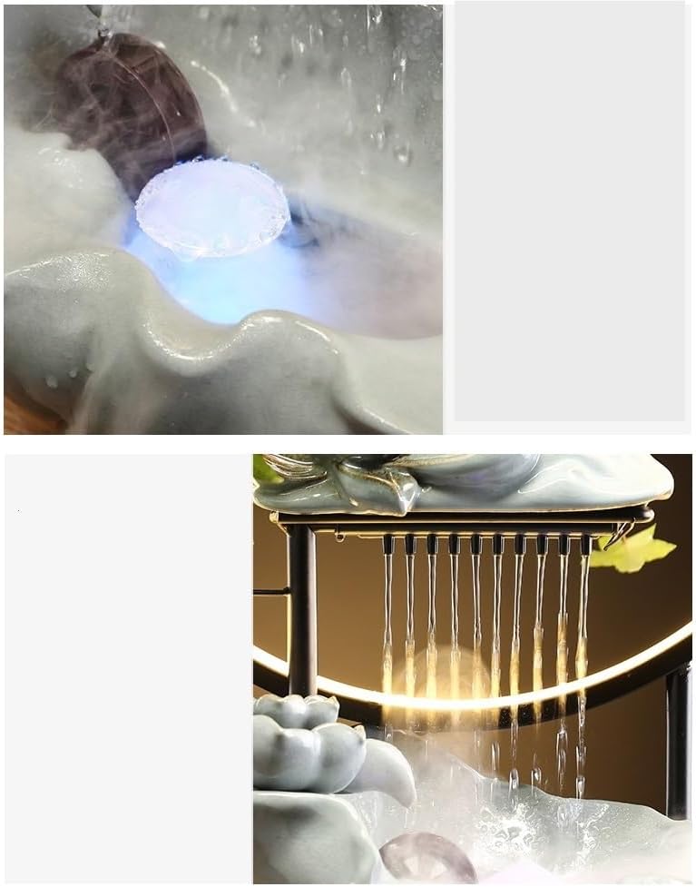 Small Indoor Fountains Tabletop Fountain Chinese Style Office Alpine Water Fountain Ornaments Living Room Fountain Landscape Humidifier Desktop Fountains for Home
