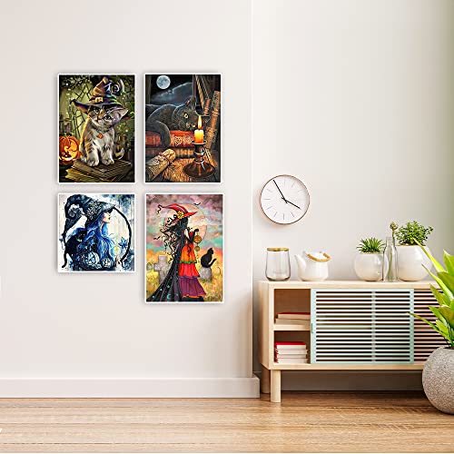 DCIDBEI 30 x 40/30 cm 4 Pack Diamond Painting Complete Round Kit, Witch Diamond Painting - Image 3