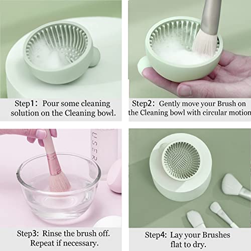Pubcontti Makeup Brush Cleaner Mat，Silicone Make Up Cleaning Brush Scrubber Bowl Portable Washing Tool Cosmetic Brush Cleaners For Gir，Easy Clean #TOP3