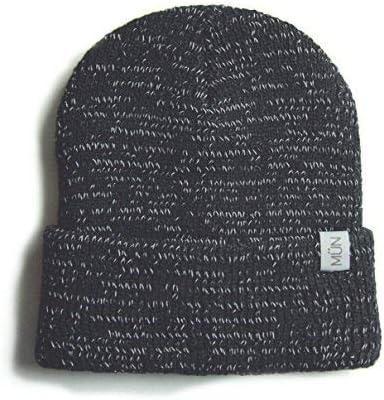 MUN Gear Reflective Hat Beanie for High Visibility Safety Running at Night Black Unisex Adult Athletic Knit Hat
