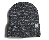 MUN Gear Reflective Beanie Hat Knit Hat For High Visibility Safety Running at Night, Black and White and Silver Designe, Unisex Adult One Size Athletic Knit Beanie Hat