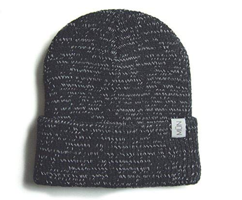 MUN Gear Reflective Hat Beanie for High Visibility Safety Running at Night Black Unisex Adult Athletic Knit Hat