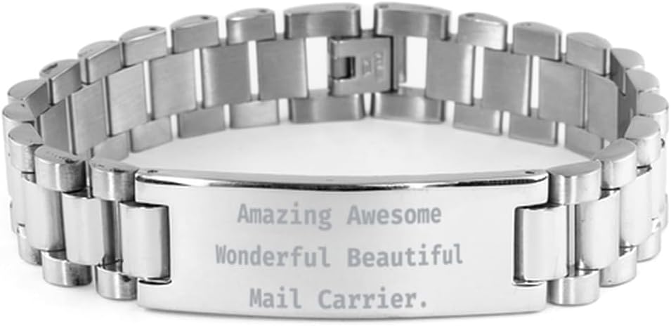 New Mail carrier Gifts, Amazing Awesome Wonderful Beautiful Mail, Funny Birthday Ladder Bracelet Gifts For Friends From Friends, Inexpensive mail carrier gifts, Cheap mailman gifts, Affordable postal