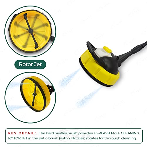 Image of VMTC Patio Cleaner Brush High Pressure Washer Accessory Compatible with Bosch Aquatak & AQT Pressure Washer Gun