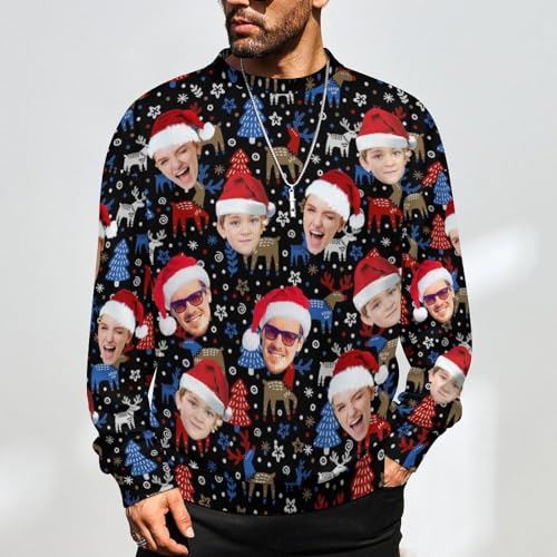 D-Story Custom Christmas Ugly Sweaters Face Personalized Funny Sweater for Men Women Knit Pullover Sweatshirt Gift(S-5XL)2