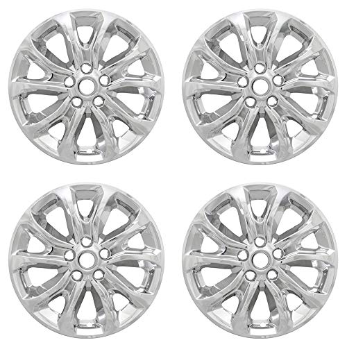 New Wheel Skins Covers Fits 2018-2020 Chevrolet Equinox; 17 Inch; 5 V-Spoke; Chrome Plated; Plastic; Set of 4; Not Compatible with Steel Wheels
