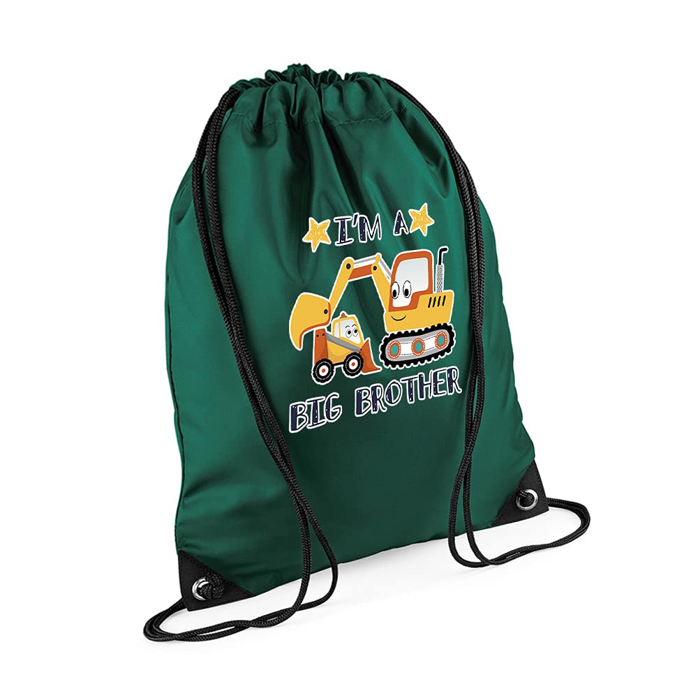 Giftme Unisex Bottle Green I'm A Big Brother Funny Birthday/Secret Santa Siblings Gift Drawstring Bag, Pe Gym Kit, Swimming Rucksack. (Bottle Green)