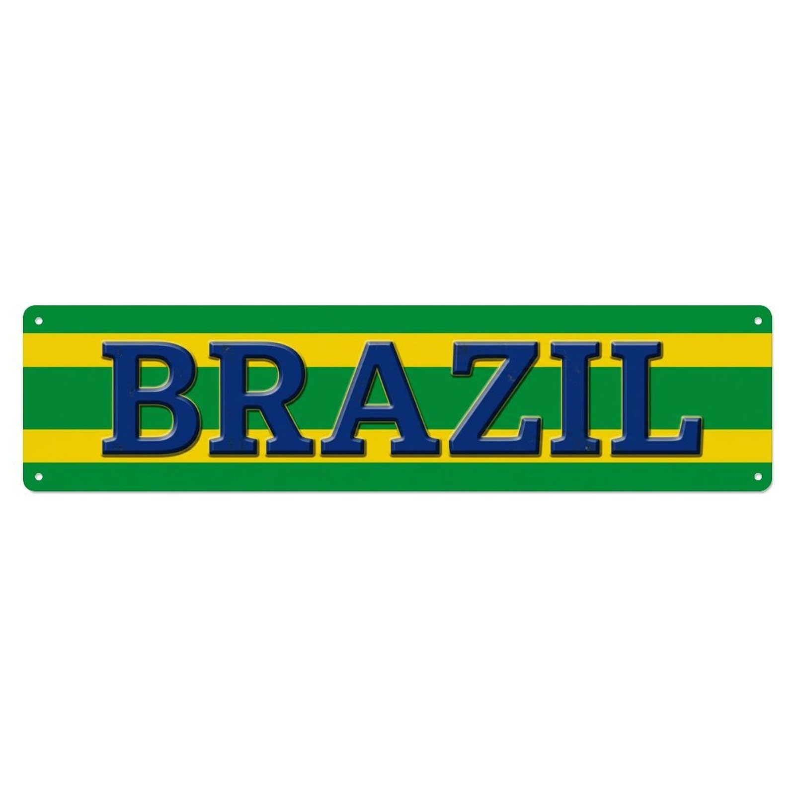 Brazil Flag Pattern Metal Tin Sign