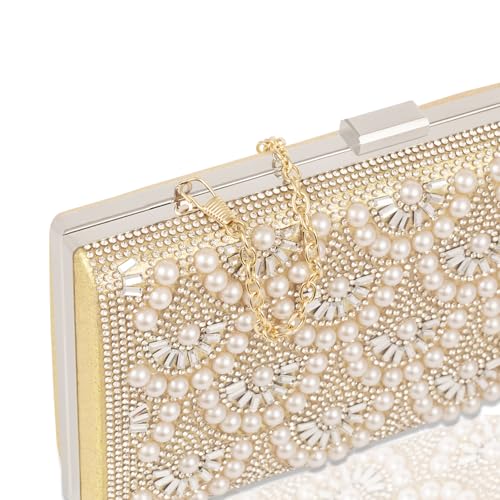 Image of Evening Clutch Pearl Purse for Women, Party Clutches Bag Wedding Formal Handbags