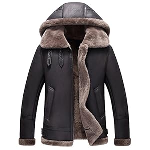 Denny&Dora Capuchon Shearling Jas Mens B3 Flight Jacket Korte Lederen Jas Mans Schapenvacht Aviator Bont Jas