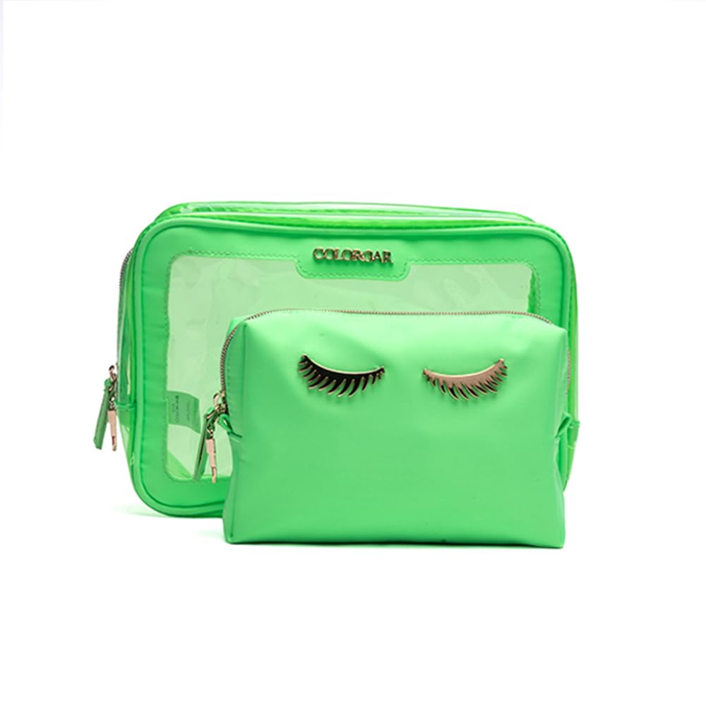 Colorbar Polyester Lips & Lashes Casual Box Pouch (Set Of Two) - Neon Green-image-33