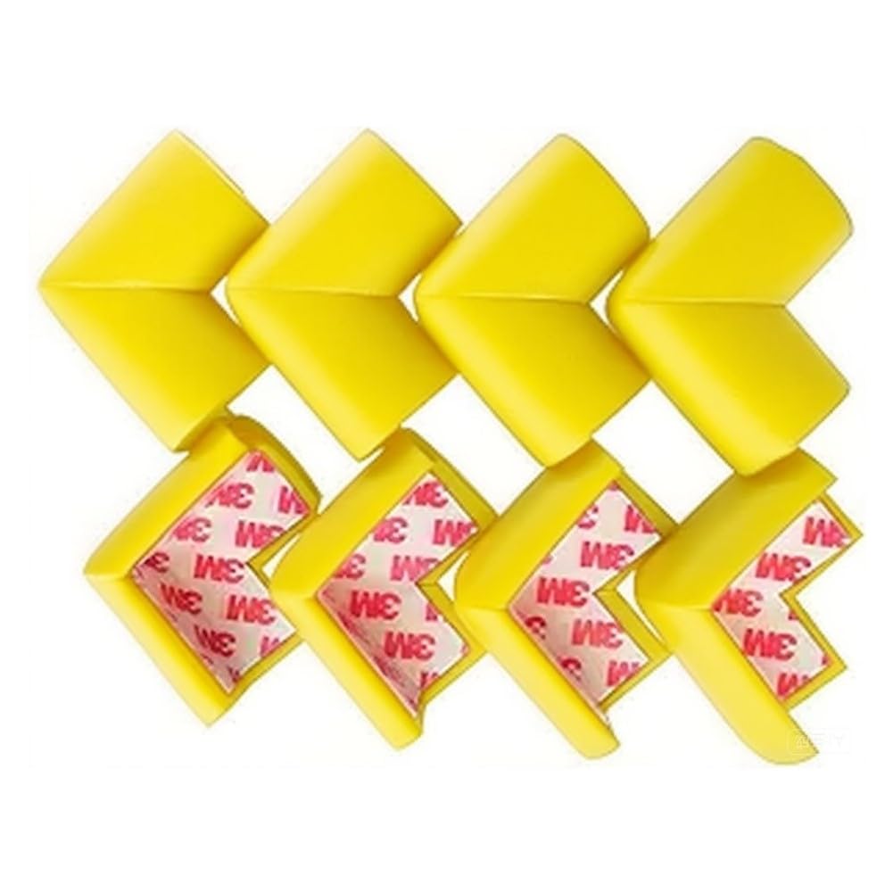 Baby Proofing Corner Guards 8 Pack - Yellow Foam Pads for Sharp Furniture Corners, Table/Bed/Countertop Covers, Kids Safety Protectors