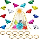 25 Pcs Acrylic Diamond Gem Jewelry Alloy Gold Round Ring Set Hedgehog Chaos Emerald Power Ring...