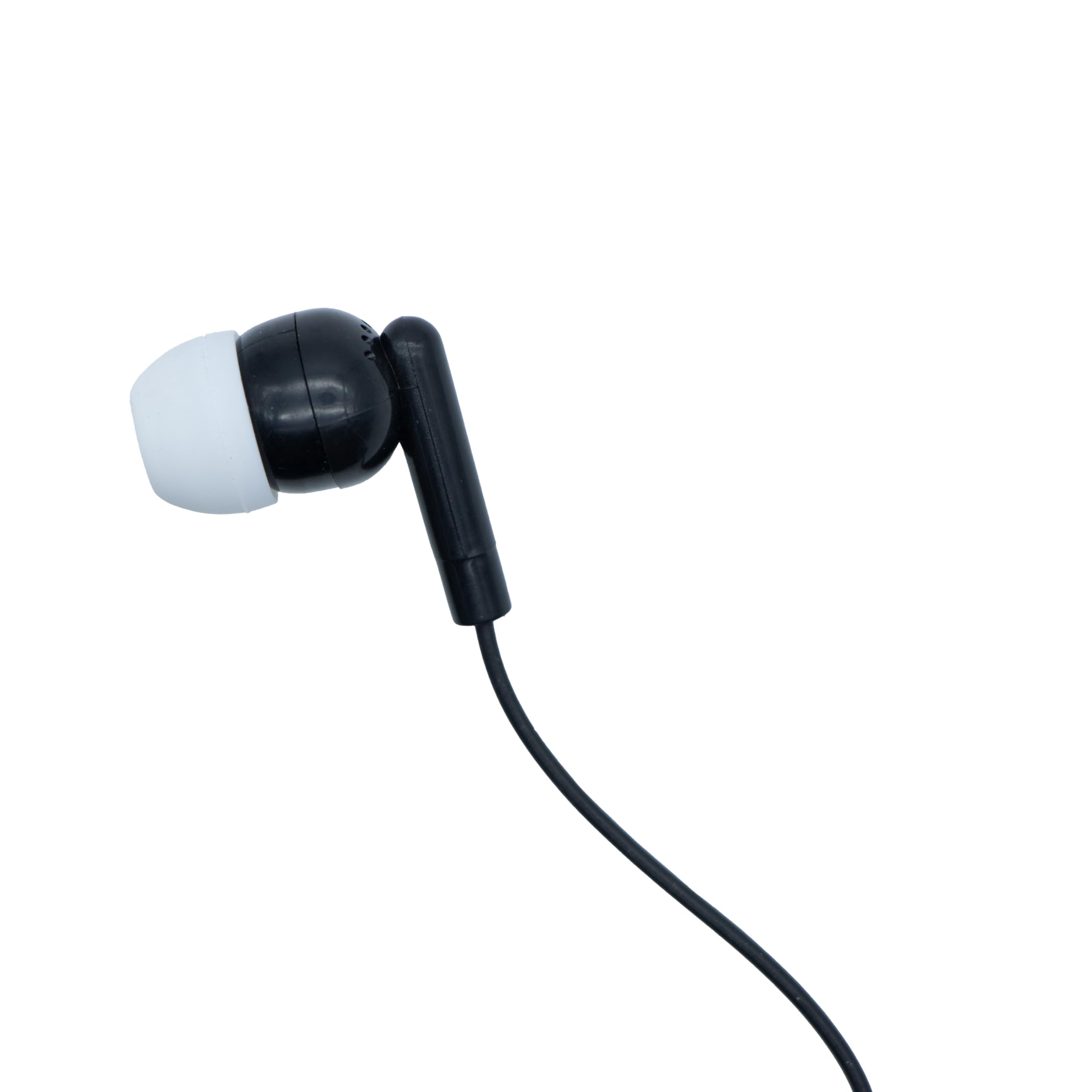 M&E - Confezione usa e getta da 100 pezzi, auricolari jack 3,5 mm, borse individuali Eco-Friendly, colore nero, silicone bianco