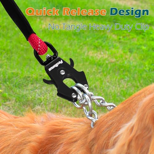 PetBonus Hundeleine mit Zwei Griffen, 150×1,2cm robuste Hundeleine große Hunde mit Schnellverschluss-Karabiner, Reflektierende Führleine zum Trainieren und Gassi gehen (Rot)