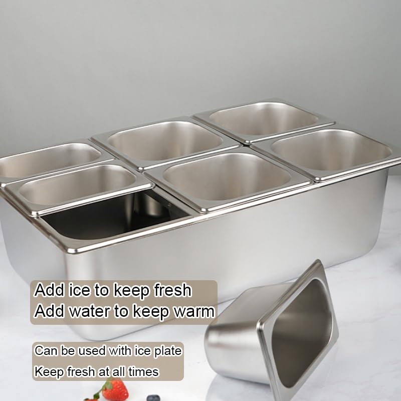 Espositore portatile per insalate e pizza, per servire cibi freddi per feste, catering ed eventi, stazione buffet, argento-A H