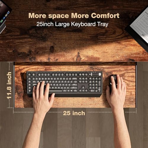 Image of Acrolix 59 inch L Shaped Standing Desk with Shelves Keyboard Tray,Rustic Brown