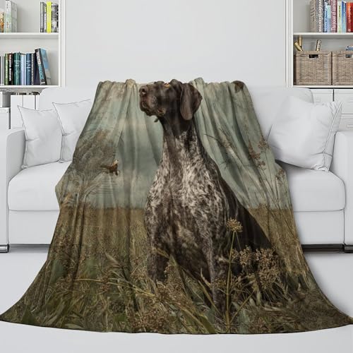 Couverture Shorthaired Pointer plaid microfibre anti-transpiration 150x200