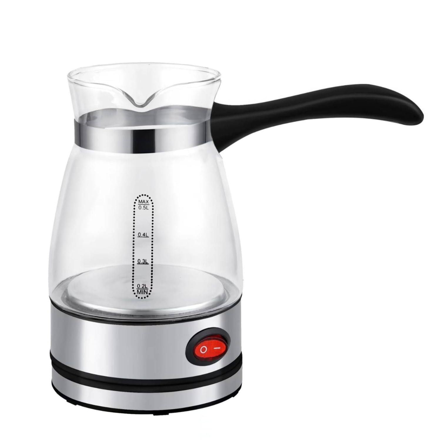 Portable Electric Turkish Coffee Maker 500ml, Glass Cezve Ibrik with 600W Fast Heating, Auto Safety Shut-Off, Multi-Purpose Coffee Tea Milk Warmer, Transparent Kettle for Home & Travel-image-14