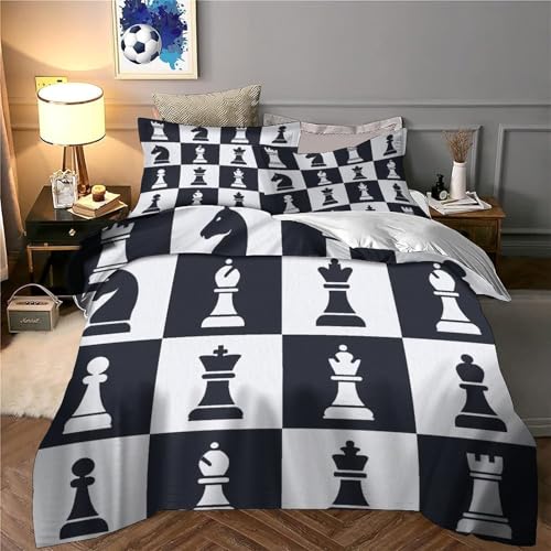 Housse de couette échecs 200x200 pour un lit double au design 3D moderne - 6