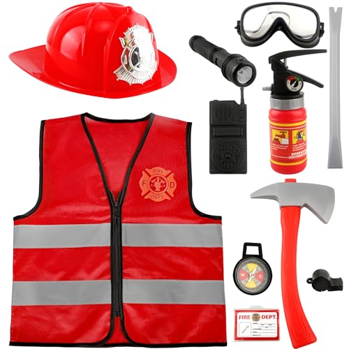 Set disfraz de bombero para niños 11 piezas