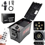 Trailer Light Tester Box with 12V 12Ah Battery,Remote Control Function with 98 FT Range, 7-Way Flat (Spade) Pin,6-Way Round Pin,4/5-Pin Connectors,IPX8 Waterproof Case,2-Year Warrnaty