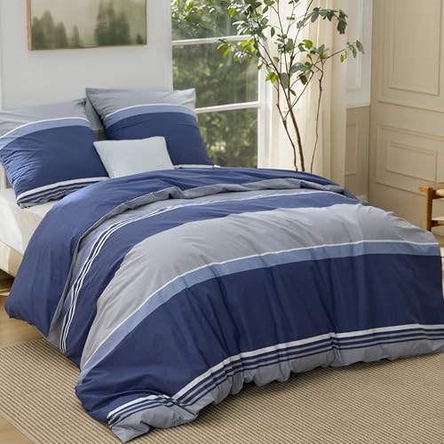 BEDSURE Bettwäsche 200x200 Baumwolle 3teilig - Jeansblau – Ansicht 1