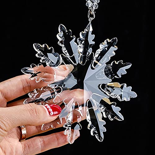 Exquisito Copos de Nieve de Cristal Adorno Colgante para Coche, colector de Sol de Cristal, Adorno Colgante de Copo de Nieve, Transparente