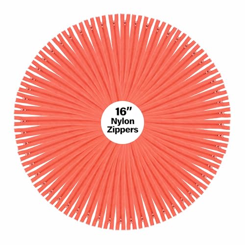 Image of Mandala Crafts 80 PCs Coral Closed-End 16 Inches Nylon Zippers for Sewing | Colorful, Bulk Sewing Supplies, For Tailor Clothing Fabric Leather, Washable, Indoor & Outdoor, Dresses, Jackets