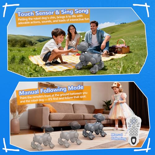 anysun Remote Control Robot Dog for Kids, Programmable Smart Puppy Intelligent Learning Dancing Walking RC Robot Toys for Girls and Boys (Gray) by anysun - Image 2
