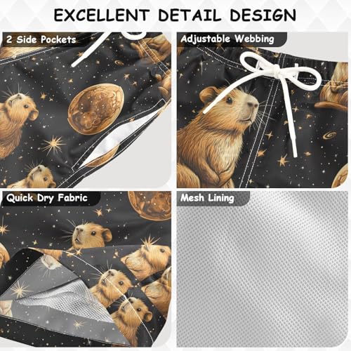Pigsaly Boys' Swim Board Shorts Capybara in Space Boy's Swim Trunks Kids Swimwear 2T Multicolor3