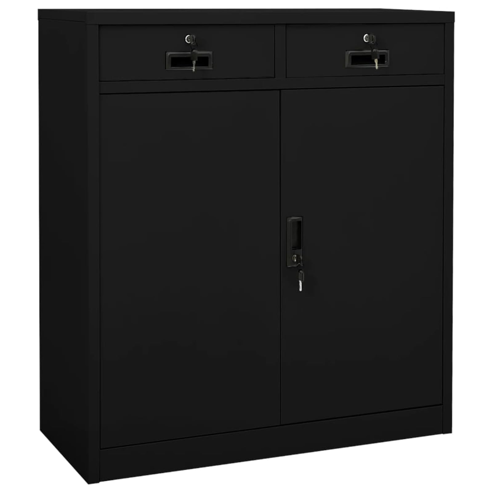 Armadio da ufficio in acciaio, 90 x 40 x 102 cm, con 2 cassetti e ripiani, per ufficio e archivio documenti