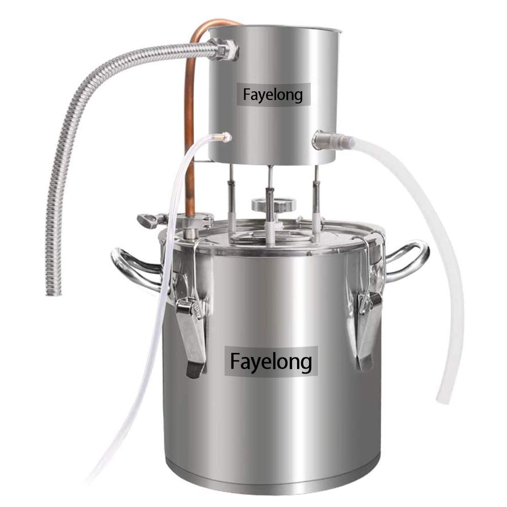 Fayelong Moonshine Still 12L/3Gal Stainless Steel Denatured Alcohol Canning Kit Ethanol Vodka Copper Still Water Distiller Home Brewing Kit (12L/3Gal)