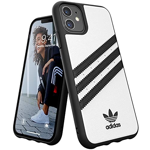 adidas iPhone 11 White/Black Originals Molded Phone Case, iPhone adidas Case, Drop-Resistant adidas Phone Case