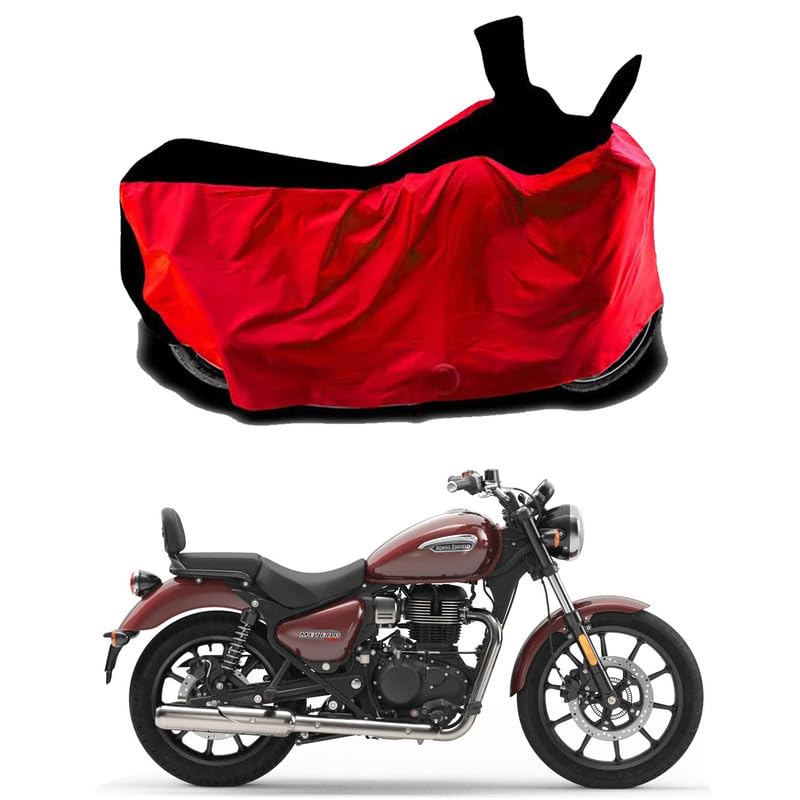 MITHILA MART-Compatible with Royal Enfie Super Meteor 650 Bike Body Cover Water Resistance Dust Proof UV-Rays Full Body Protection (Black & Red)