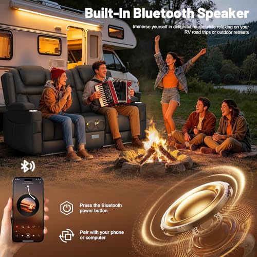 Image of Power Loveseat Recliner Sofa with Console, Wall Hugger Reclining Loveseat with Reading Light, Home Theater Seating with LED Lights, Zero Gravity Recliner Couch for RV Couch and Living Room