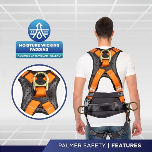 Image of Palmer Safety Hammerhead 5pt Safety Harness Back Padded, QCB Chest, Tongue Buckel Legs Straps, Back & Side D-Rings