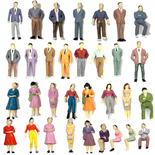 Gdaya 100PCs Tiny People Figures, 1:50 Scale Model Train People Hand Painted Model Trains Architectural O Scale Sitting and Standing Miniatures Figures for Miniature Scenes (100PCS)