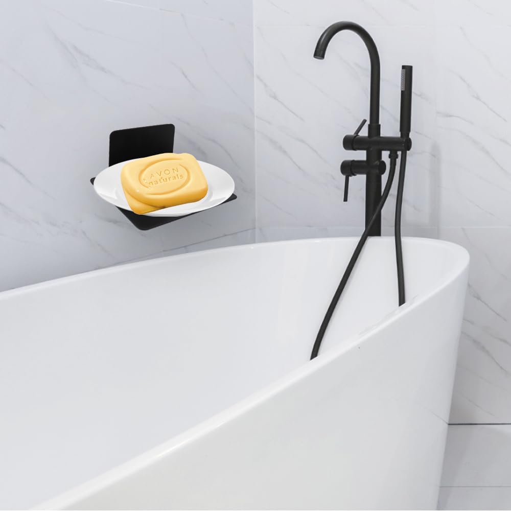 Porte-savon Pour Douche, Porte-savon Autocollant à 5 Emplacements Pour Salle De Bain, Support Mural En Acier Inoxydable, Noir