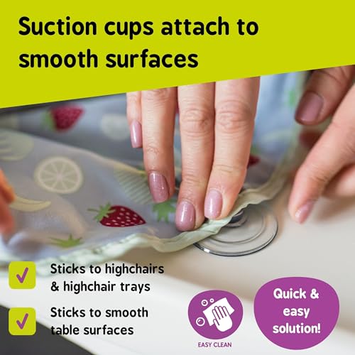 Tidy Tot Cover & Catch Weaning Bib with Sleeves. Attaches to Highchairs with Suction for Mess Proof Baby Feeding. Waterproof Long Sleeved Bibs. Coverall BLW Bibs - Image 3