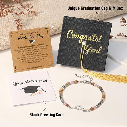 Image of TONY & SANDY Graduation Gift for Her 2026, Graduation Decorations Cross Bracelets for Women Girls Middle High School College Graduates, With Graduation Cap Box Meaningful Cards